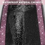 CAR PASS Shining Rhinestones Tapis, Bling Crystal Diamond Glitter Car Tapis de sol antidérapant PVC Chauffe-mains Automotive Universal Fit pour SUV Sedan Car Van, je suis désolé. 4pcs pour les filles mignonnes (rose noire)