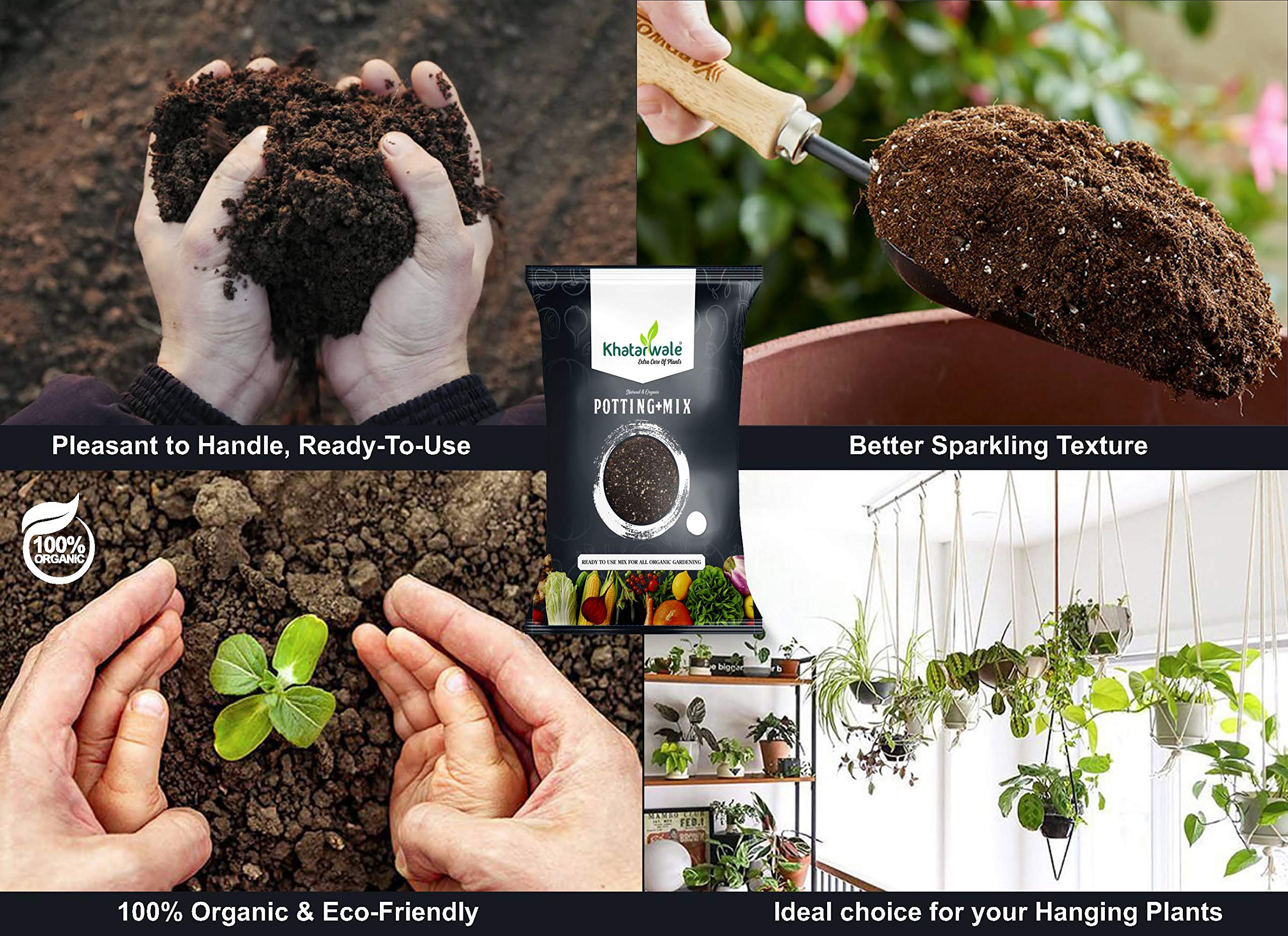 Khatarwale - Organic Potting Soil Mix Fertilizer (1kg) Enriched with Vermiculite & Perlite, Multi-Purpose, Ready-to-Use Compost for Home-Office, Indoor-Outdoor Plants 1