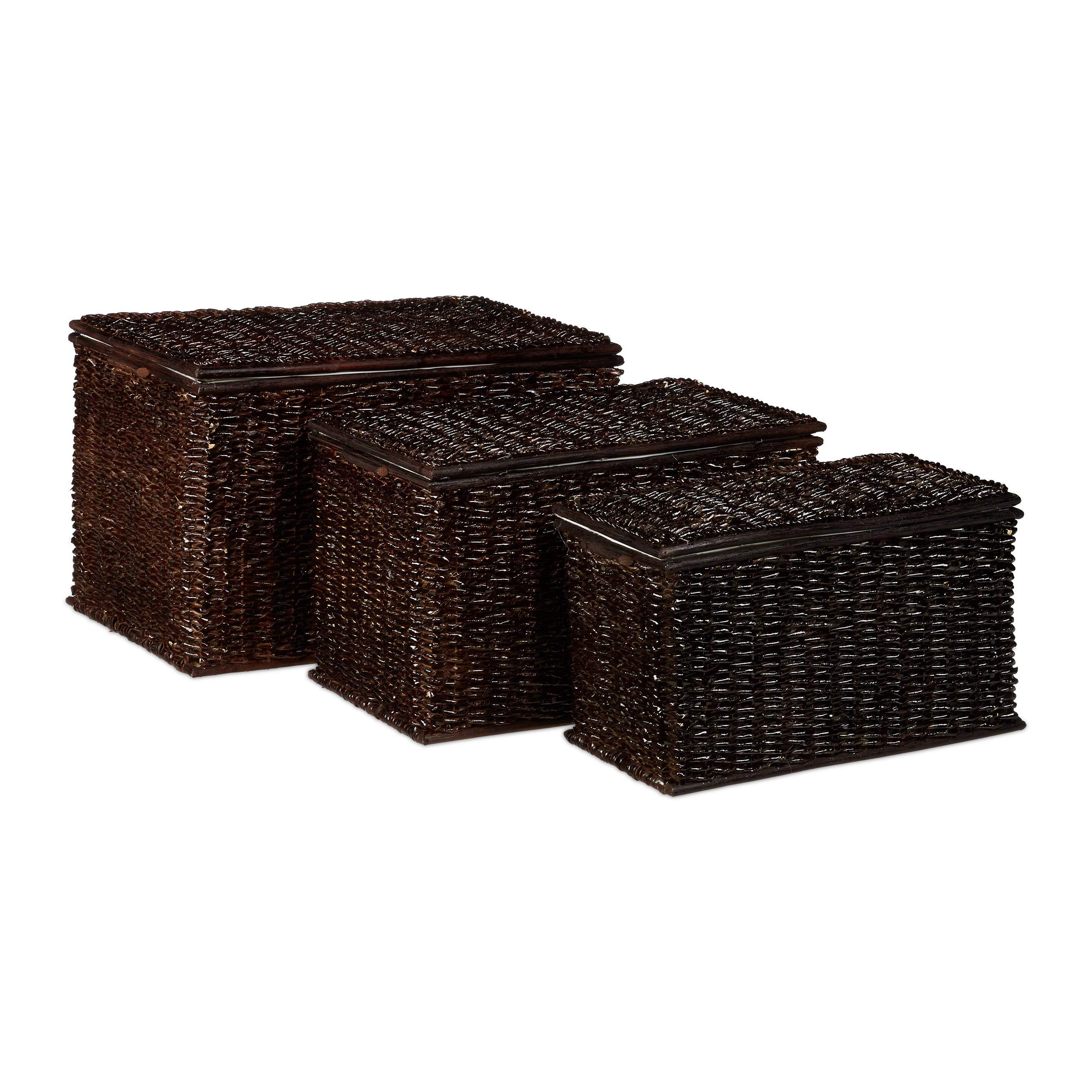 Buy Relaxdays Set of 3 Buri Chests 60 x 37.5 x 39, Woven Design with