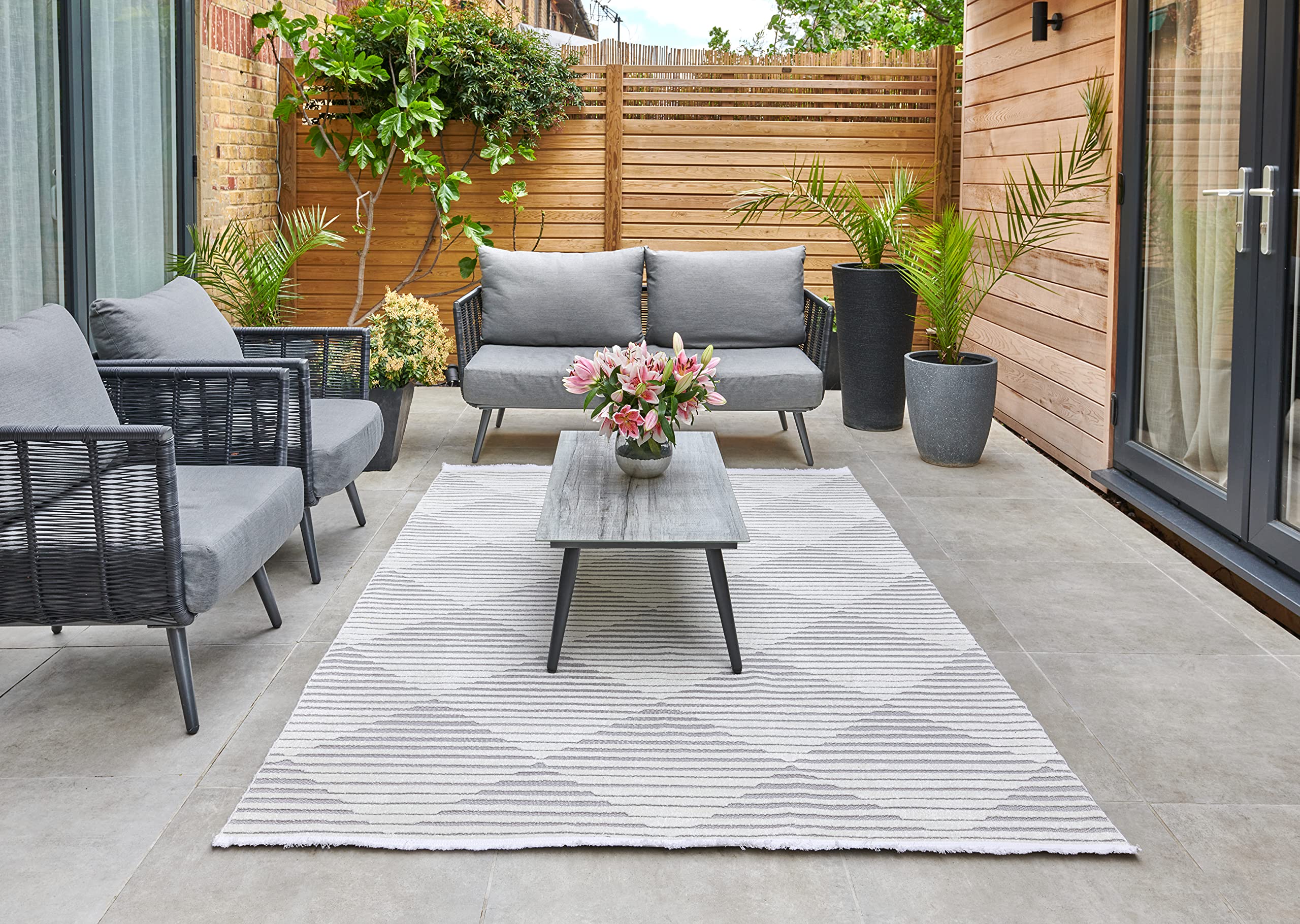 Concept Looms JAZZ | Indoor/Outdoor Area Rugs for Conservatory, Living Room, Kitchen, Hallway Floor, Bedroom, Modern Pattern, Short Pile, Non Shedding, Soft (220cm X 160cm) - JAZ10