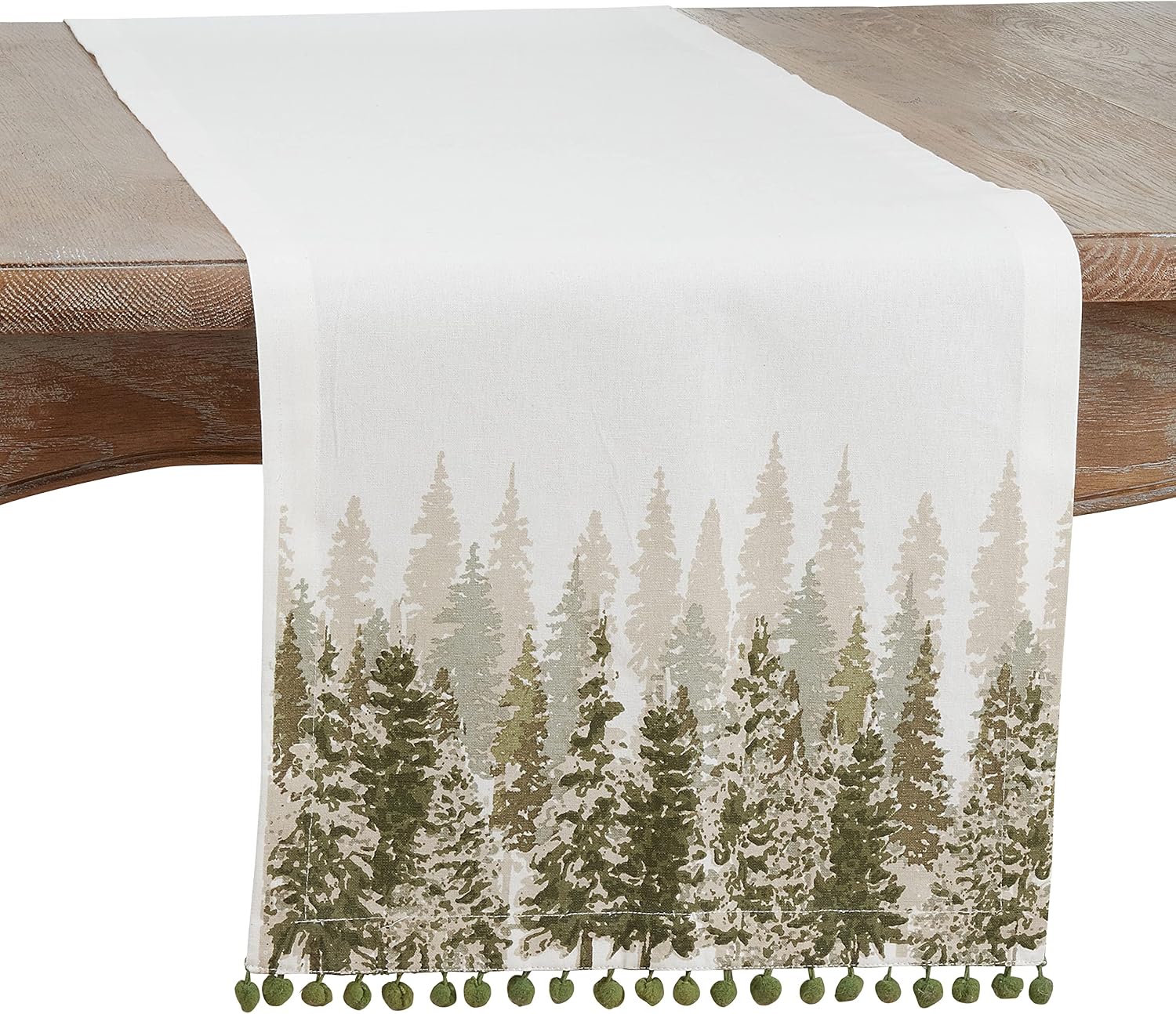 Christmas Tree Pom Pom Table Runner