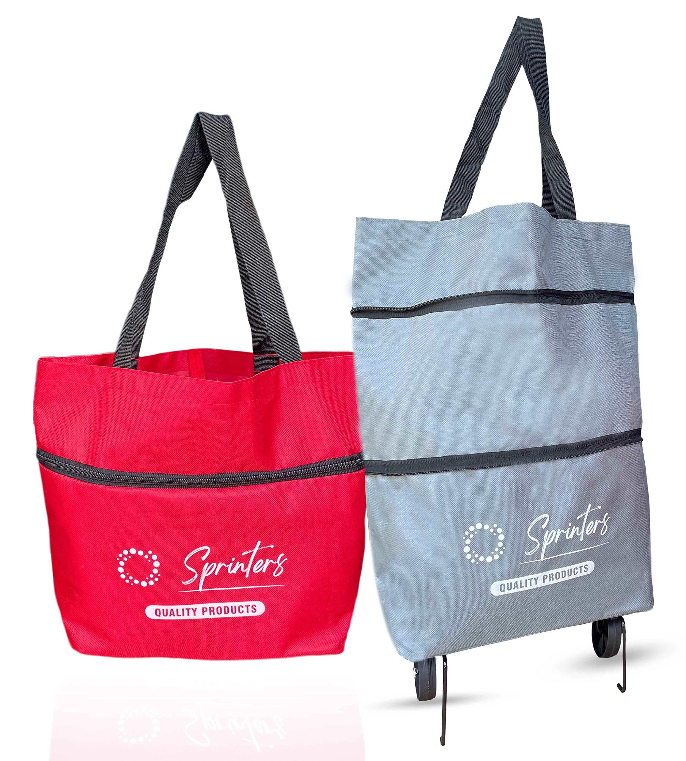 SprintersCollapsible Folding Trolley Bags Shopping Bag with Wheels Foldable