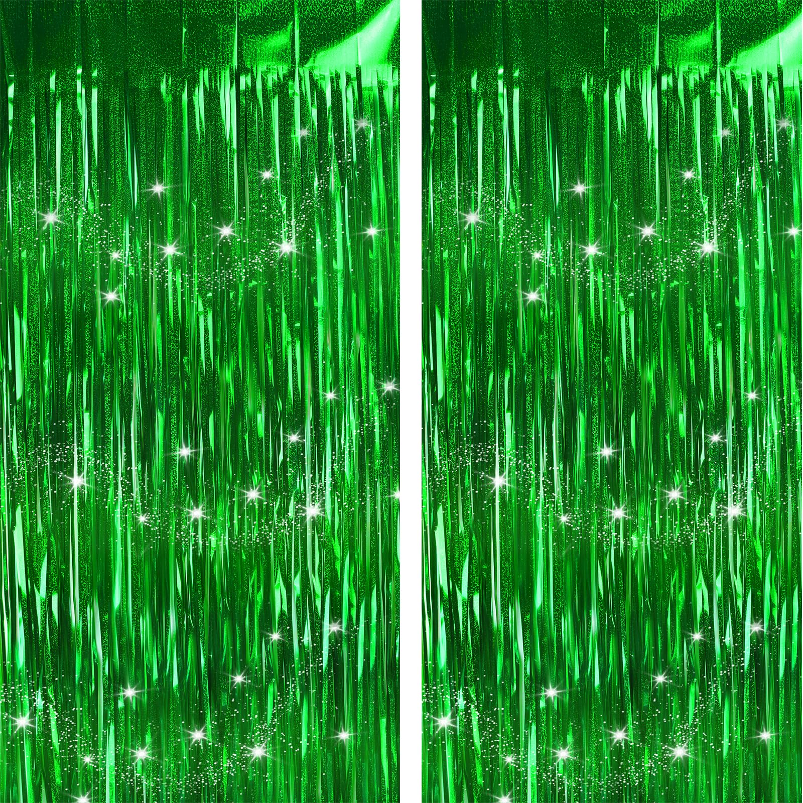 Christmas Green Backdrops Curtains Party Decorations, Tinsel Streamers Birthday Decoration for St Patricks Day Decoration, Photo Booth Props for Baby