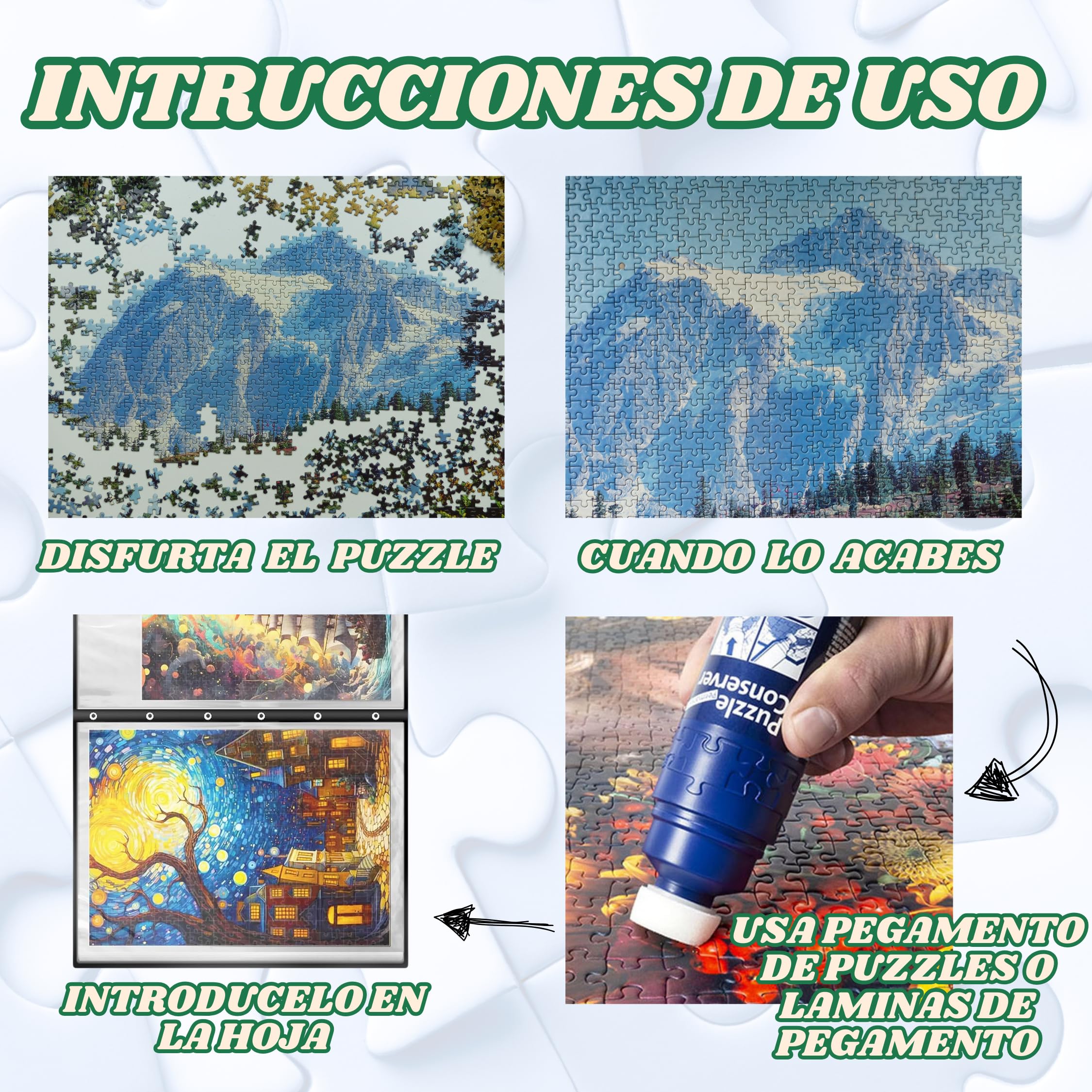 Carpeta de almacenaciento de Puzzles - Album para Guardar Rompecabezas de 1000 Piezas - Capacidad para 20 Puzzles