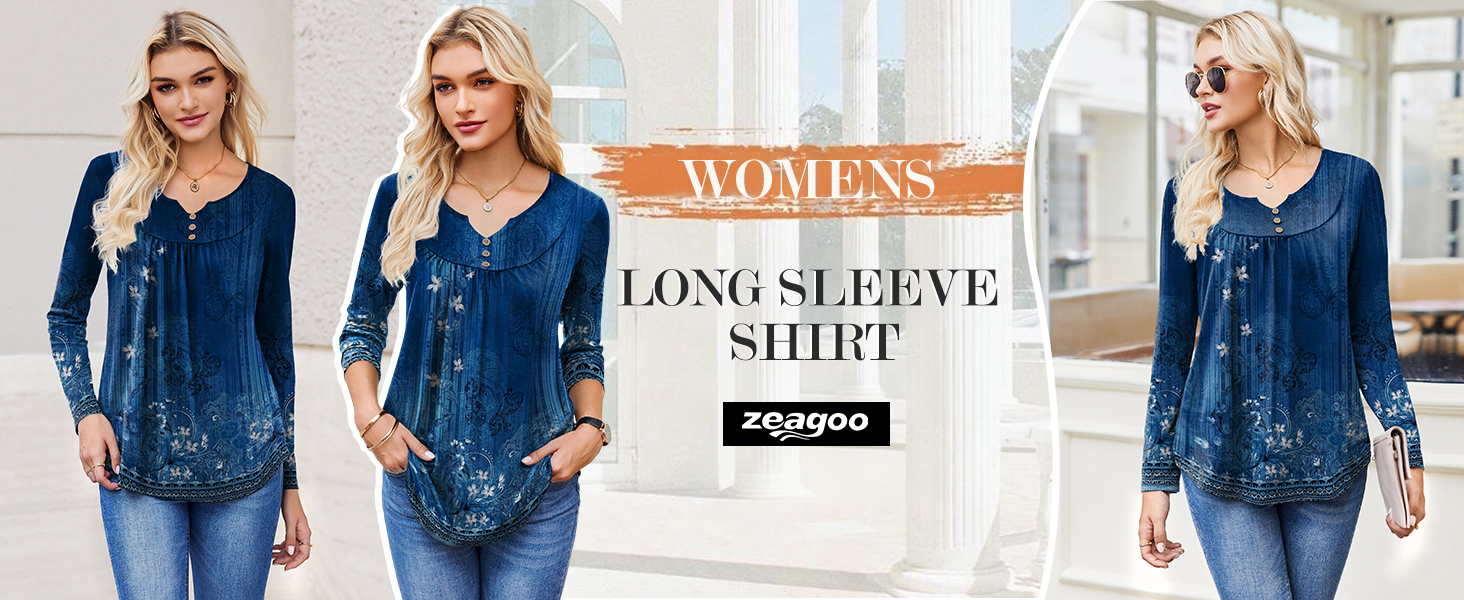 Zeagoo Women Blouses Womens Casual Tops Long Sleeve Shirts for
