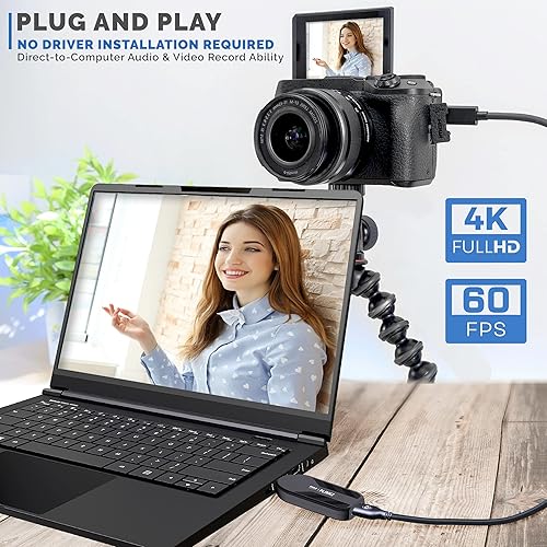Miniatura 5 de Pyle Tarjeta de captura de video HDMI Enlace de cámara 4K USB3.1 GEN1 HDMI a USB Grabación de audio y video DSLR Camcorder Action Cam,Graba