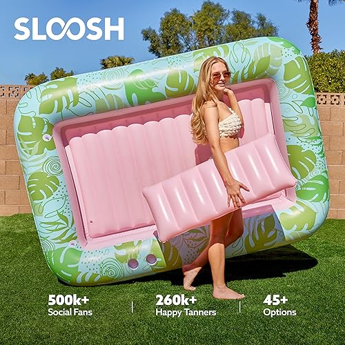 Miniatura 6 de Sloosh Tumbona inflable XL para adultos, 85 x 57 pulgadas, flotadores extra grandes de 85 x 57 pulgadas, flotadores para piscina, tina bronceadora,