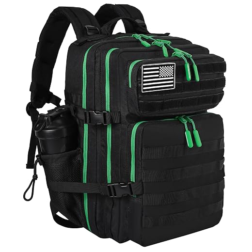 LHI Military Tactical Backpack for Men and Women 45L Army 3 Days Assault Pack Bag Large Rucksack with Molle System Black Green