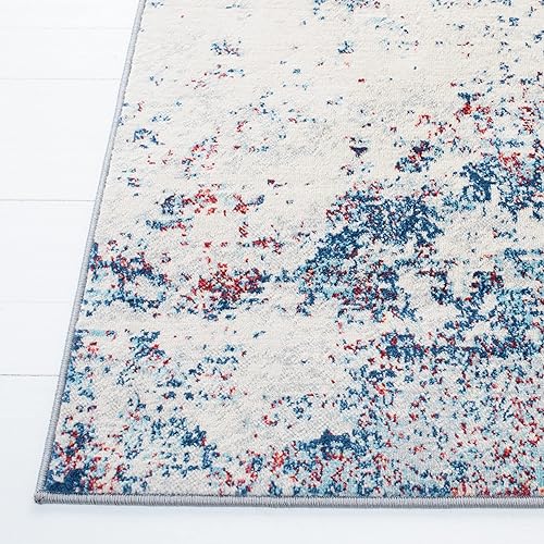 Miniatura 62 de SAFAVIEH Brentwood Collection - Alfombra de área de 9 x 12 pies, gris claro y azul, diseño abstracto moderno, no desprende pelusa y de fácil azul