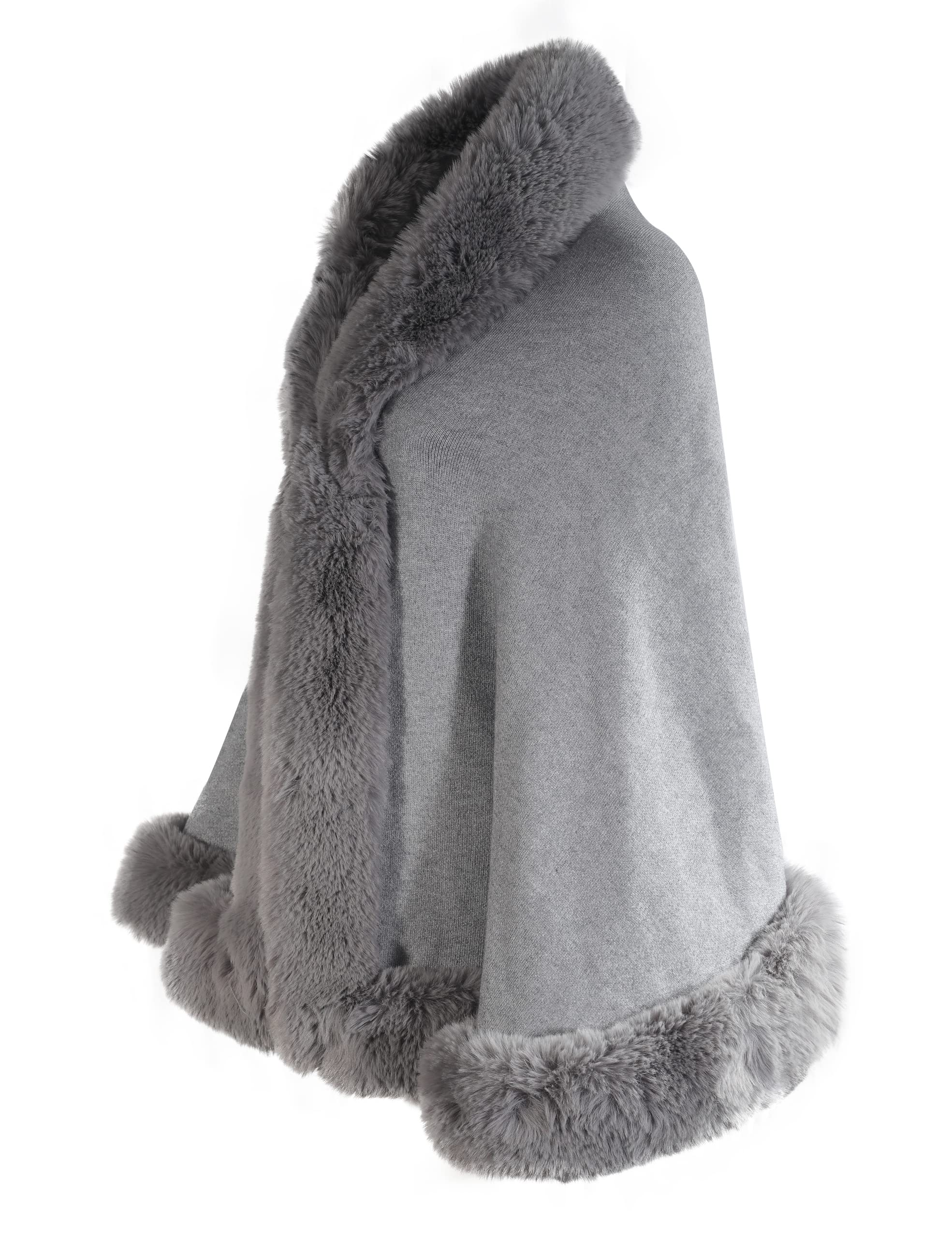 ZLYC Écharpe D'hiver Chaude en Fausse Fourrure Châle pashmina Femme (lot de 1)