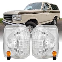 USR 87-91 Bronco Corner Light Turn Signal Lamps Left + Right Pair - Compatible with 1987-1991 Ford Bronco Full Size SUV / F150 F250 F350 / F-150 F-250 F-350 CLEAR CORNER LIGHTS w/AMBER BULBS
