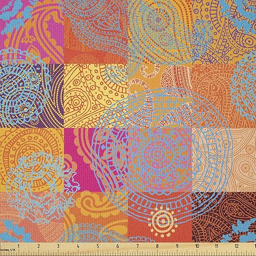 Miniatura 36 de Lunarable Tela suculenta de The Yard, flores en acuarela estilo pintura coloridas flores de primavera tema de jardinería, tela de microfibra