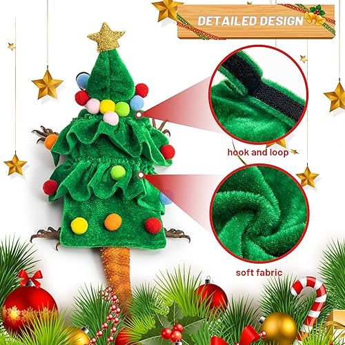 Christmas Bearded Dragon Costume, Cute Christmas Trees Small Animal Clothes and Adjustable Pet Hat Set Outdoor Indoor, Reptile Holiday Costume Accessories Outfit