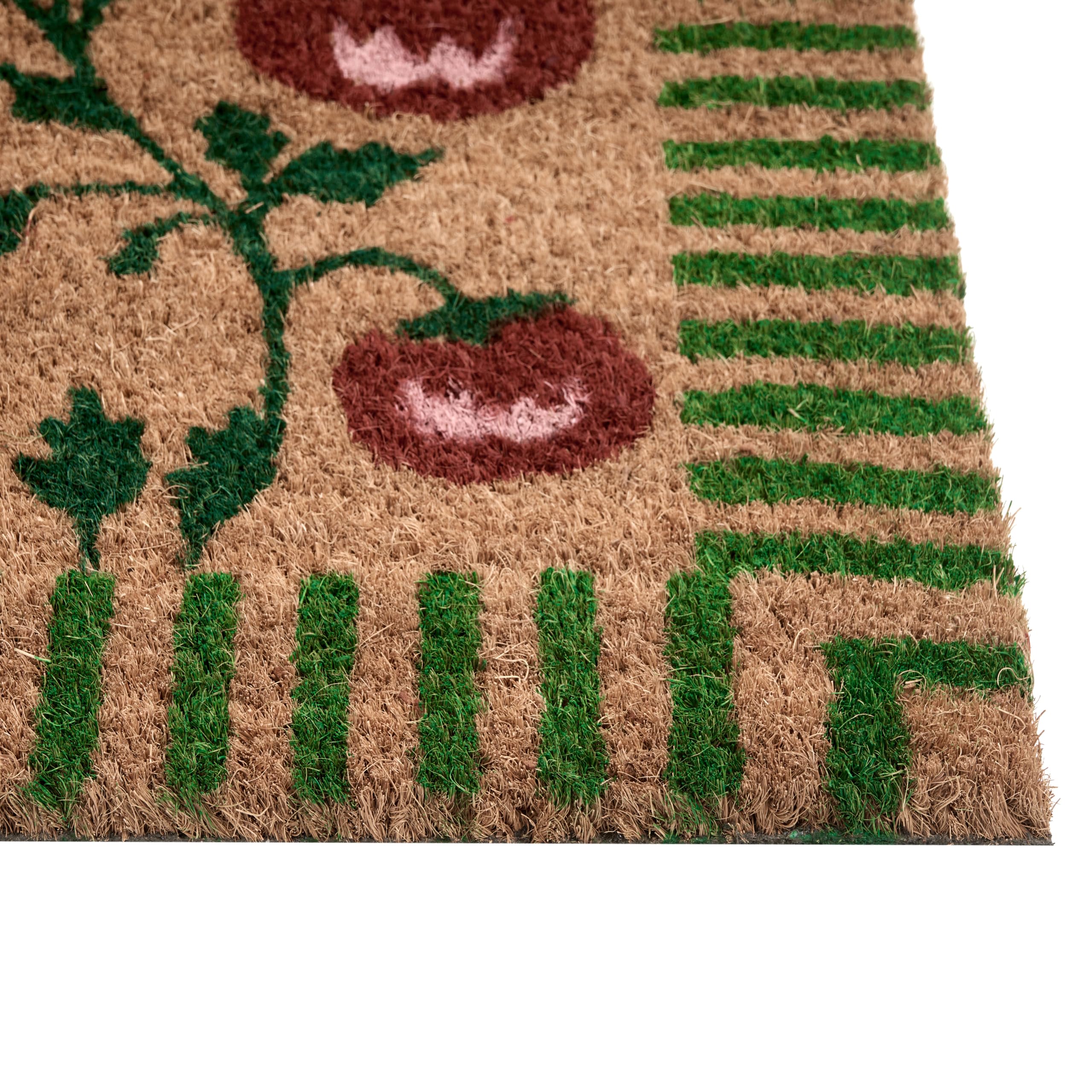 Beliani Paillasson en Fibre de Coco 45 x 75 cm Antidérapant Dessous en PVC Classique Motif Légumes Naturel Knik