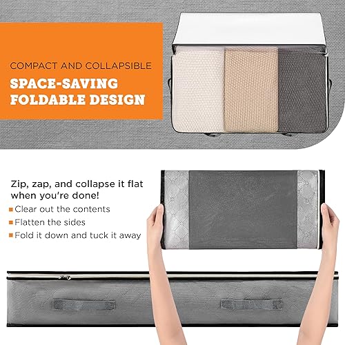 Miniatura 16 de storageLAB Contenedores de almacenamiento debajo de la cama, organizadores de armario y contenedores de almacenamiento, paquete de 2 organizadores