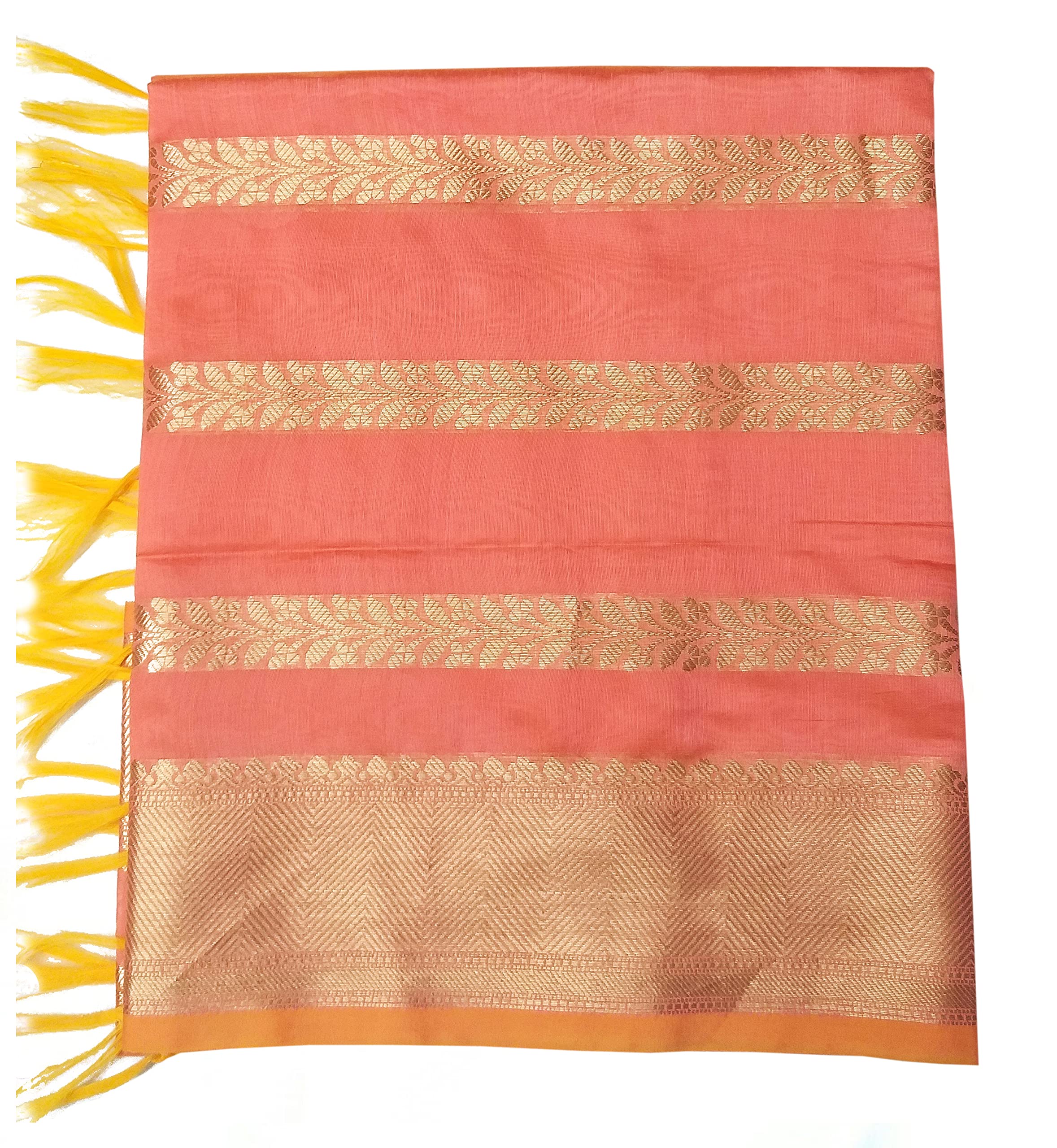 Swadeshi Desire Cotton Silk Zari Woven Women Banarasi Dupatta, cotton silk Colour: Peach, FREE