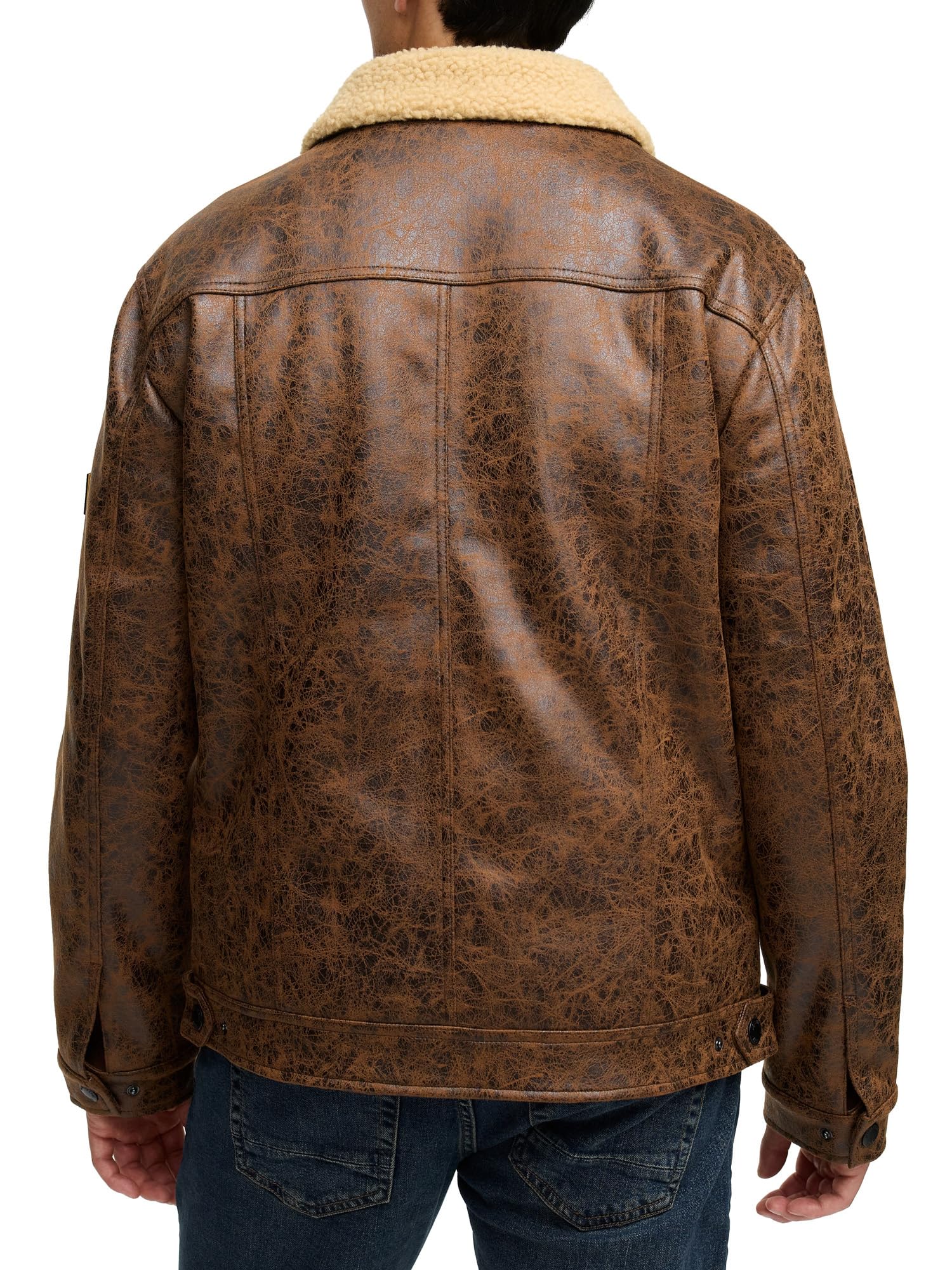 Indicode Chaqueta de piel sintética para hombre INVados con cuello de peluche, chaqueta de invierno para hombre