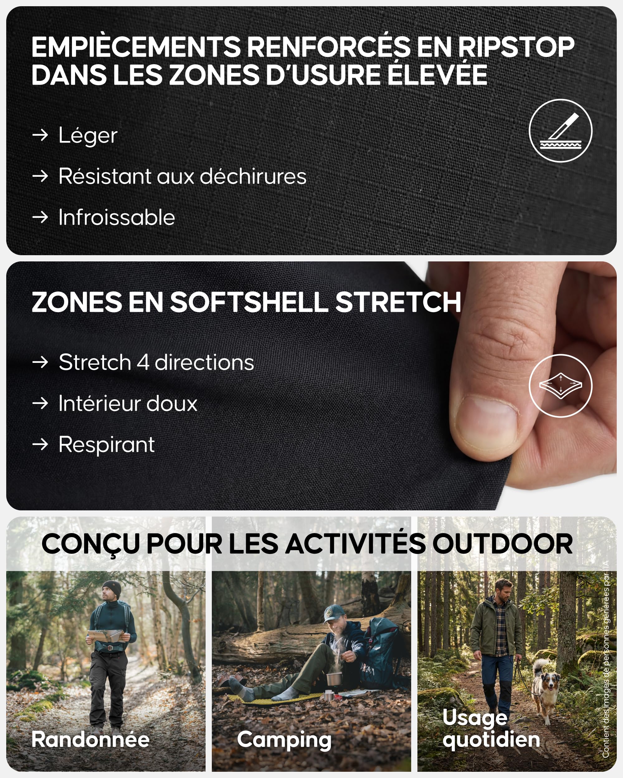 DANISH ENDURANCE Pantalon De Marche Déperlant, Pantalon Exploration pour Randonnée, Activités Outdoor & Usage Quotidien, Résistant, pour Homme