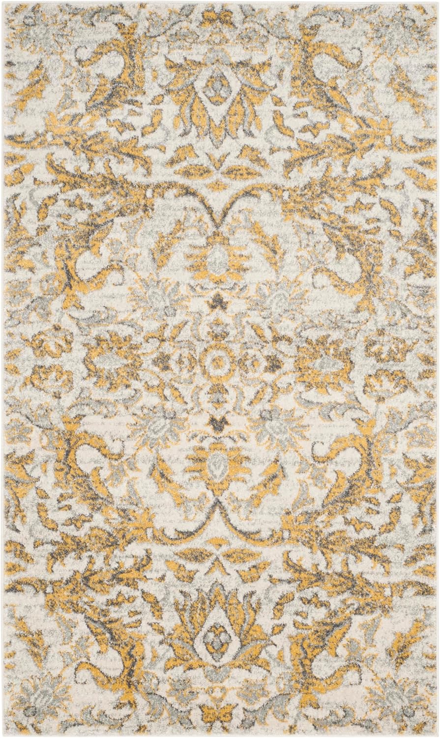 SAFAVIEH Evoke Collection 3' x 5' Ivory/Gold EVK238S Non-Shedding Living Room Bedroom Accent Rug