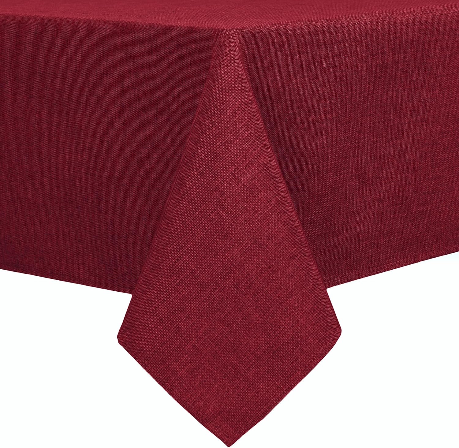 Hiasan Faux Linen Rectangle Tablecloth - Wrinkle and Stain Resistant Washable Table Cloth for Kitchen Dining Room Holiday Table Cover for Dinner, Red, 60 x 102 Inch