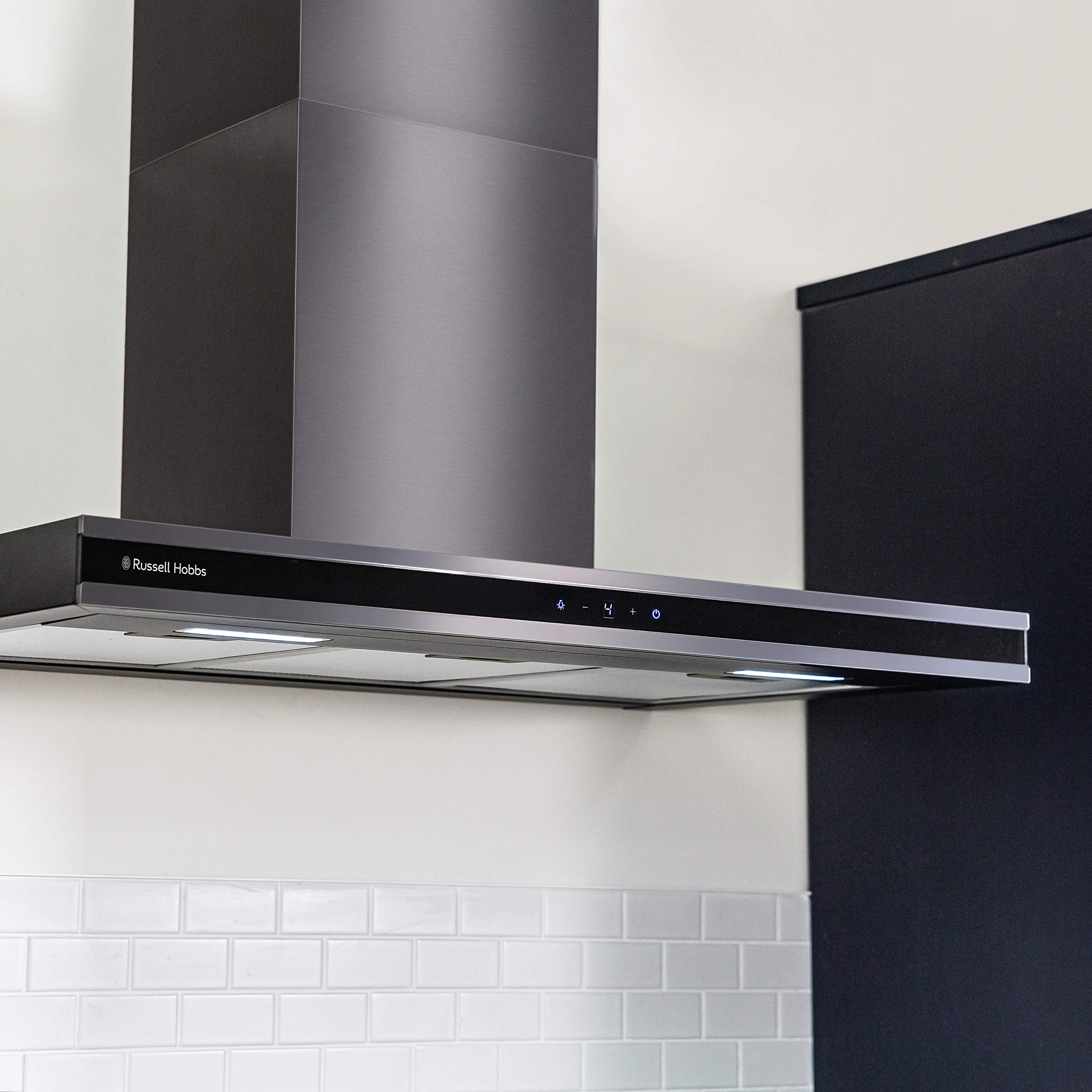 Russell Hobbs RHGCH903DS 90cm Midnight Collection T-Shaped Chimney Cooker Hood, Dark Steel — view 6