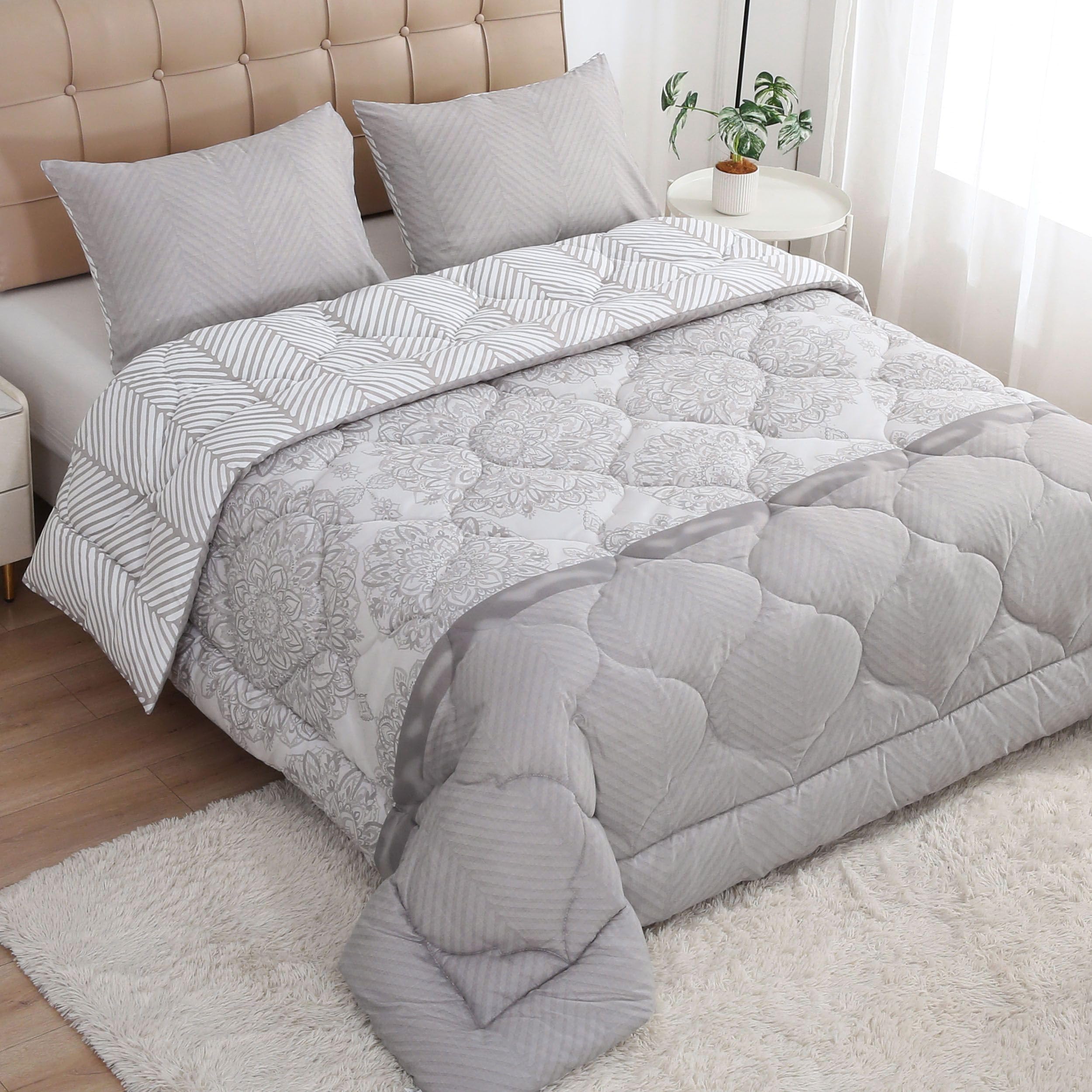 HOMEYA - Edredón Estampado con Relleno de Fibra para Cama 135CM, Invierno 230 x 240cm, Tejido Suave y 100% Poliéster