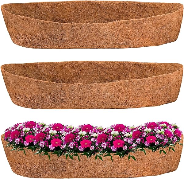 2PCS Trough Coco Replacement Liners,24/30/36/48 Inch Wall-mounted Coco Liner Trough,Coco Liner for Window Box & Hanging Trough Planters (24 Inch-2PCS) - 2