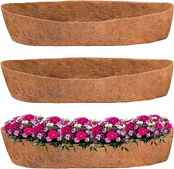 Qianderer 2PCS Trough Coco Replacement Liners,24/30/36/48 Inch Wall-mounted Coco Liner Trough,Coco Liner for Window Box & Hanging Trough Planters 36 Inch-2PCS