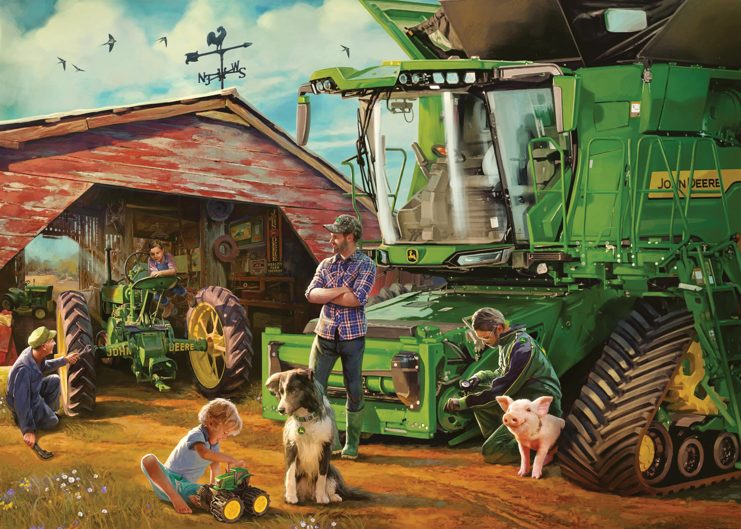 Ravensburger John Deere Then & Now 1000 Piece Jigsaw Puzzles for Adults & Kids Age 12 Years Up