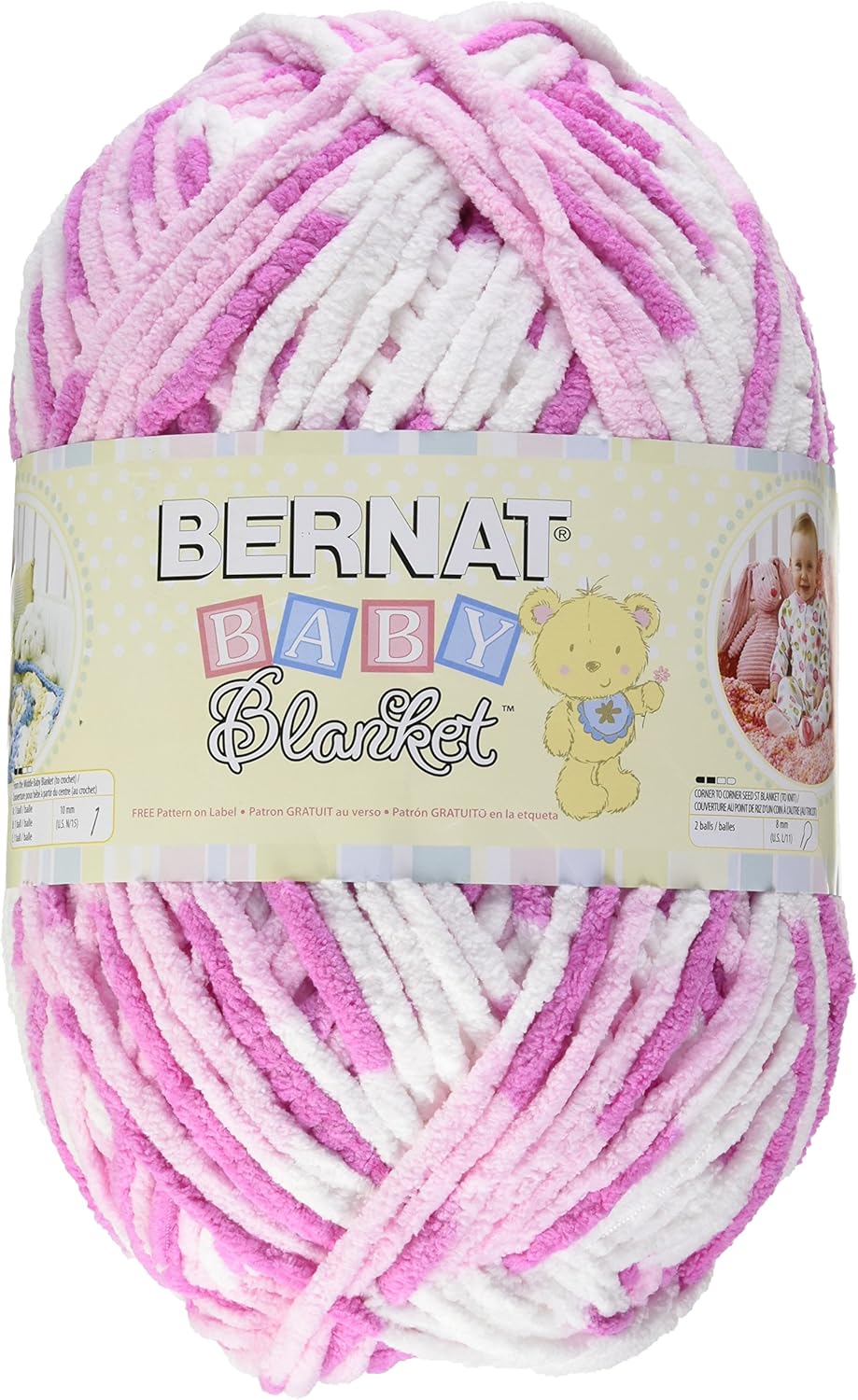 Bernat Baby Blanket Big Ball Yarn (2-Pack) Pink Dreams 161104-4412