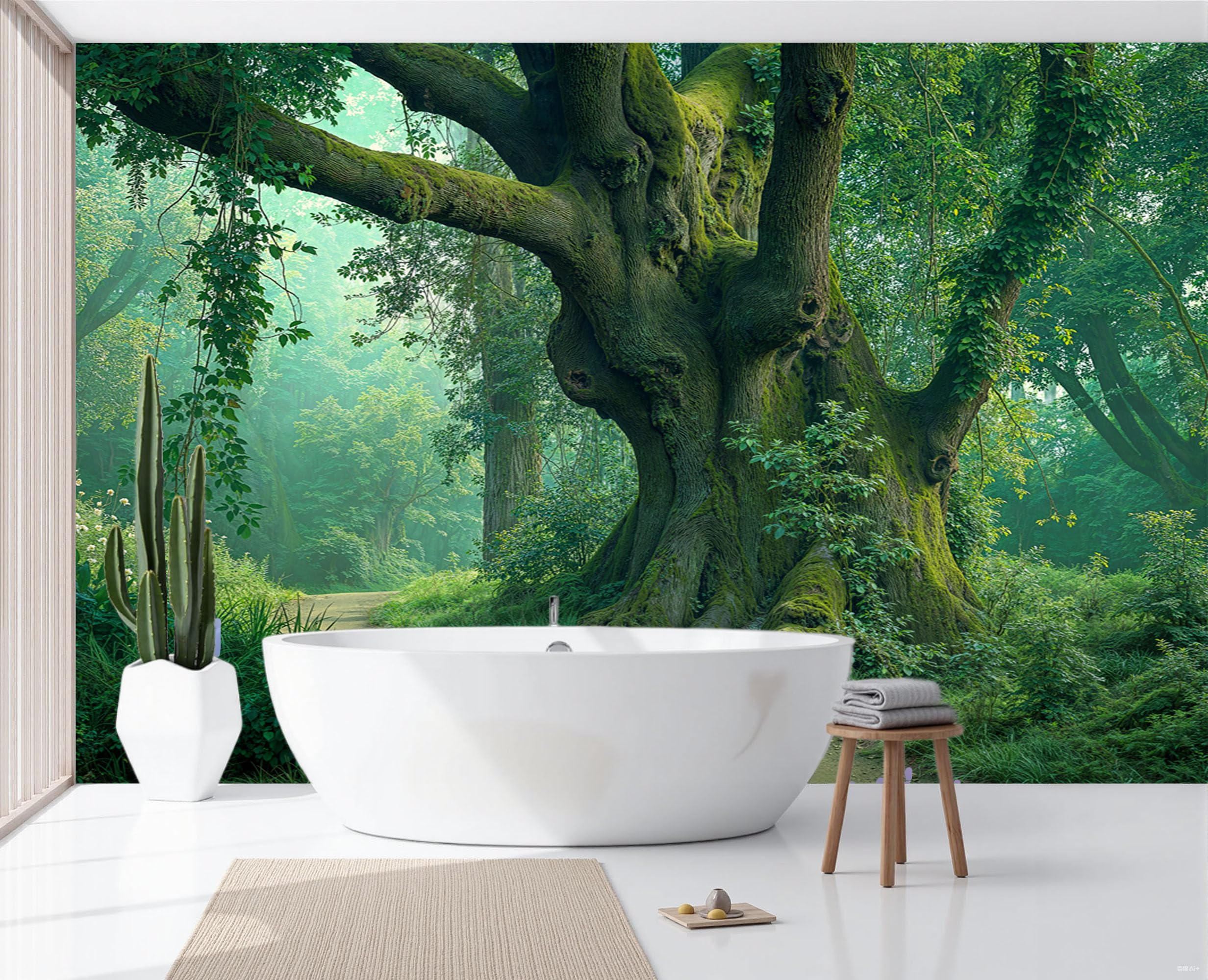 Papier peint Le Livre de la Jungle panoramique vert soie 400x280 pour salon et bureau