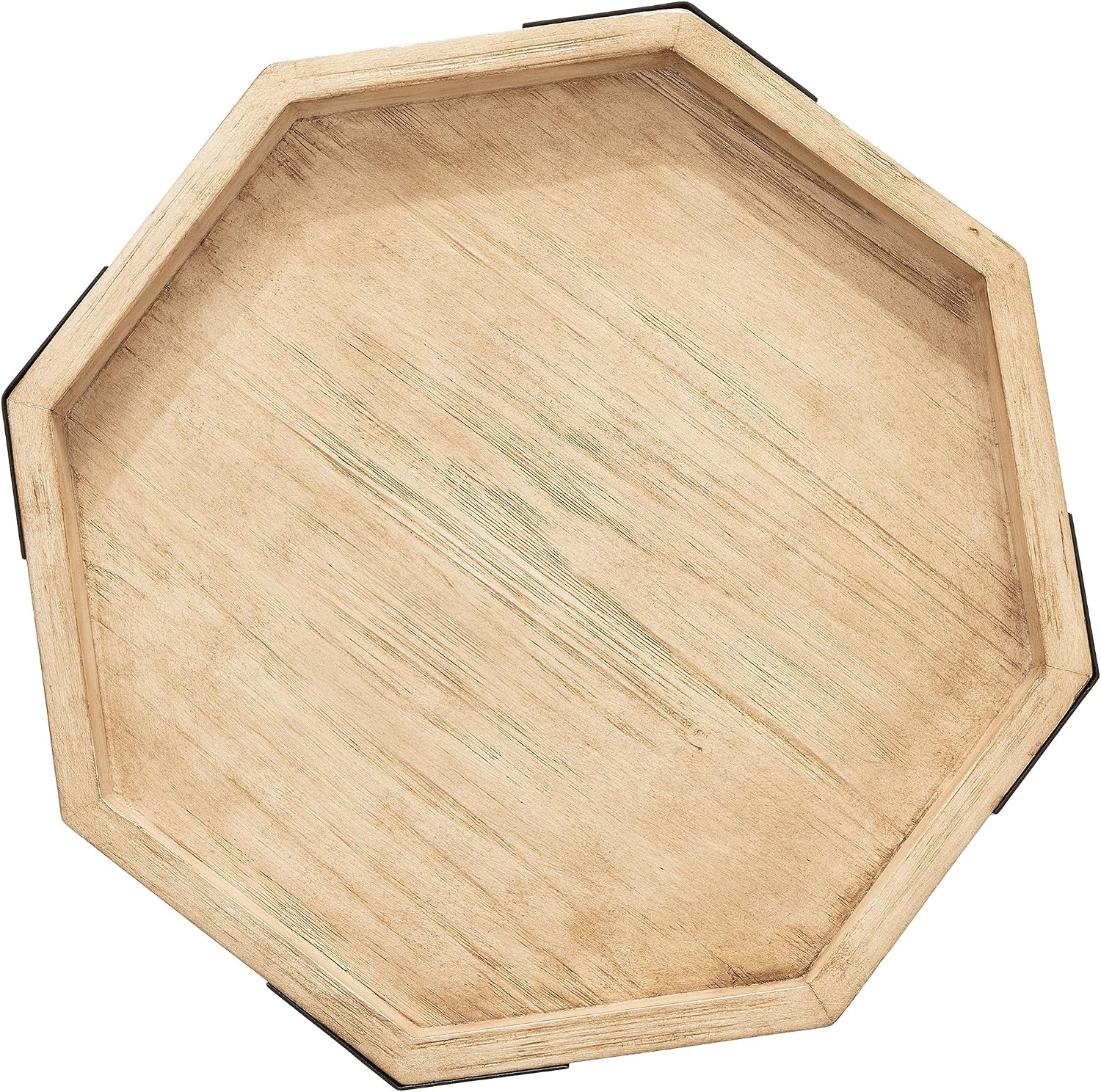 Kate and Laurel Occonor Two-Tone Octagon Side Table; 16 x 15 x 24; Natural Brown and Black; Transitional Mixed Materials Living Room Table with Resilient Wood and Metal Table Construction