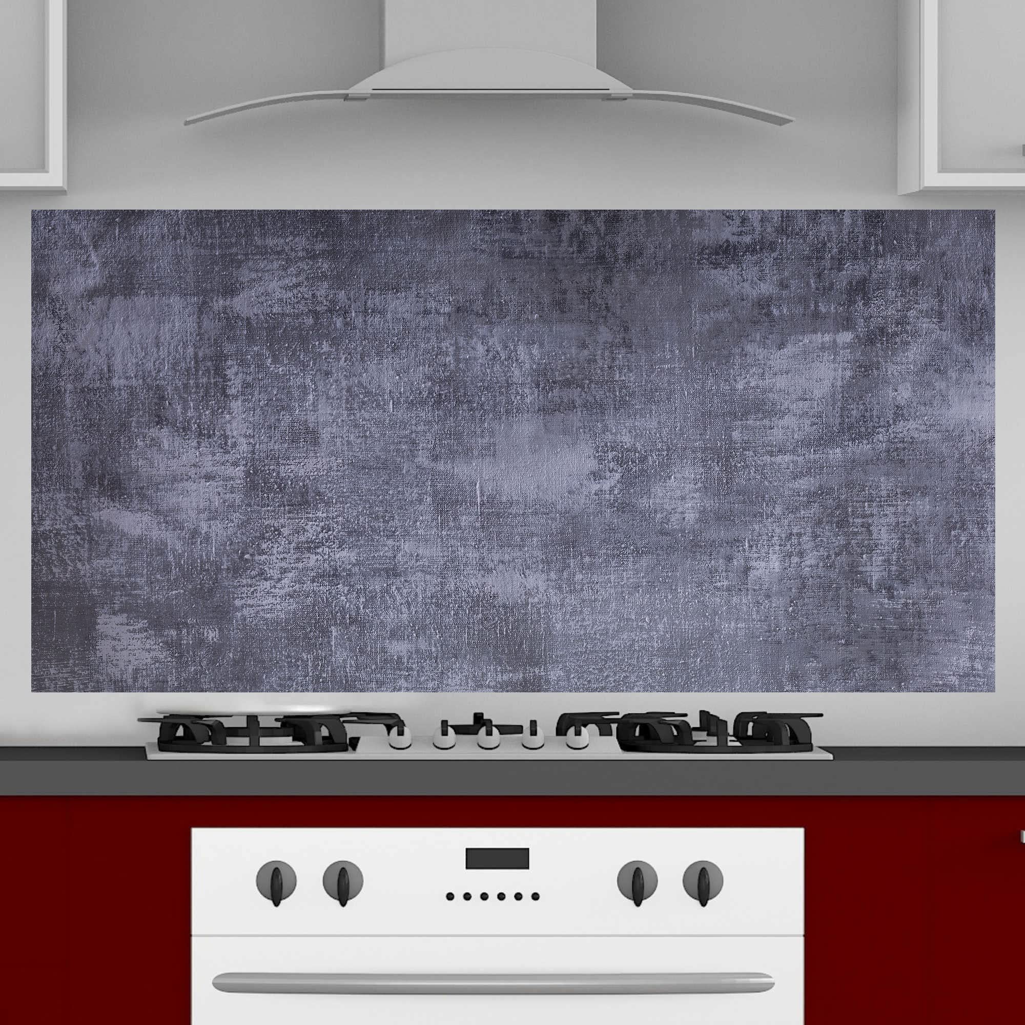 INDIGOS UG - Pannello posteriore da cucina per piastrelle, grigio cemento, 140 x 55 cm, paraspruzzi in alluminio, resistente al calore, pannello posteriore da cucina, moderno, lavabile, per fornelli e