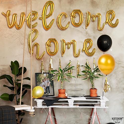 Miniatura 21 de KatchOn Globos negros de bienvenida a casa, 16 pulgadas, pancarta de bienvenida para fiesta de decoración de inauguración de la casa, pancarta