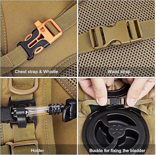 Miniatura 4 de G4Free Mochila de hidratación táctica militar con vejiga mejorada de 3L para senderismo, correr, ciclismo