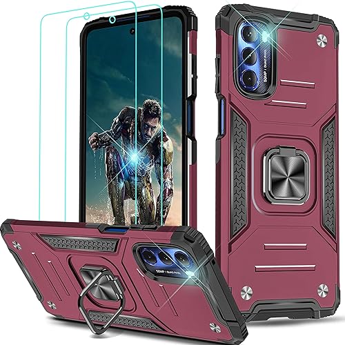 YmhxcY Funda para Motorola Moto G Stylus 2022 5G con 2 protectores de pantalla HD, con soporte giratorio, antideslizante, híbrida, resistente funda