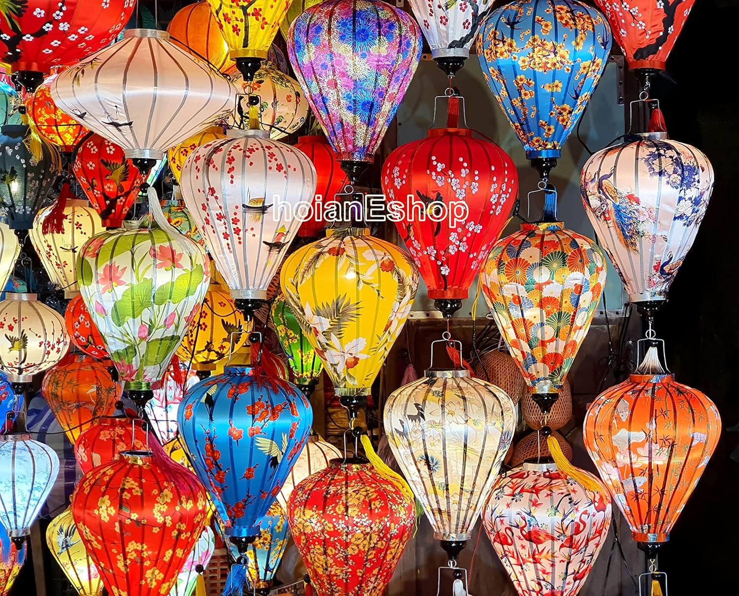 Set Wedding Lanterns Decorative 16'' Vietnamese Hoi an Silk Lanterns for Restaurant Decor Oursite Party decorataion Garden Decor lamp for Party Decor Lantern for Porch Flowers Lanterns (Set 40 pcs)