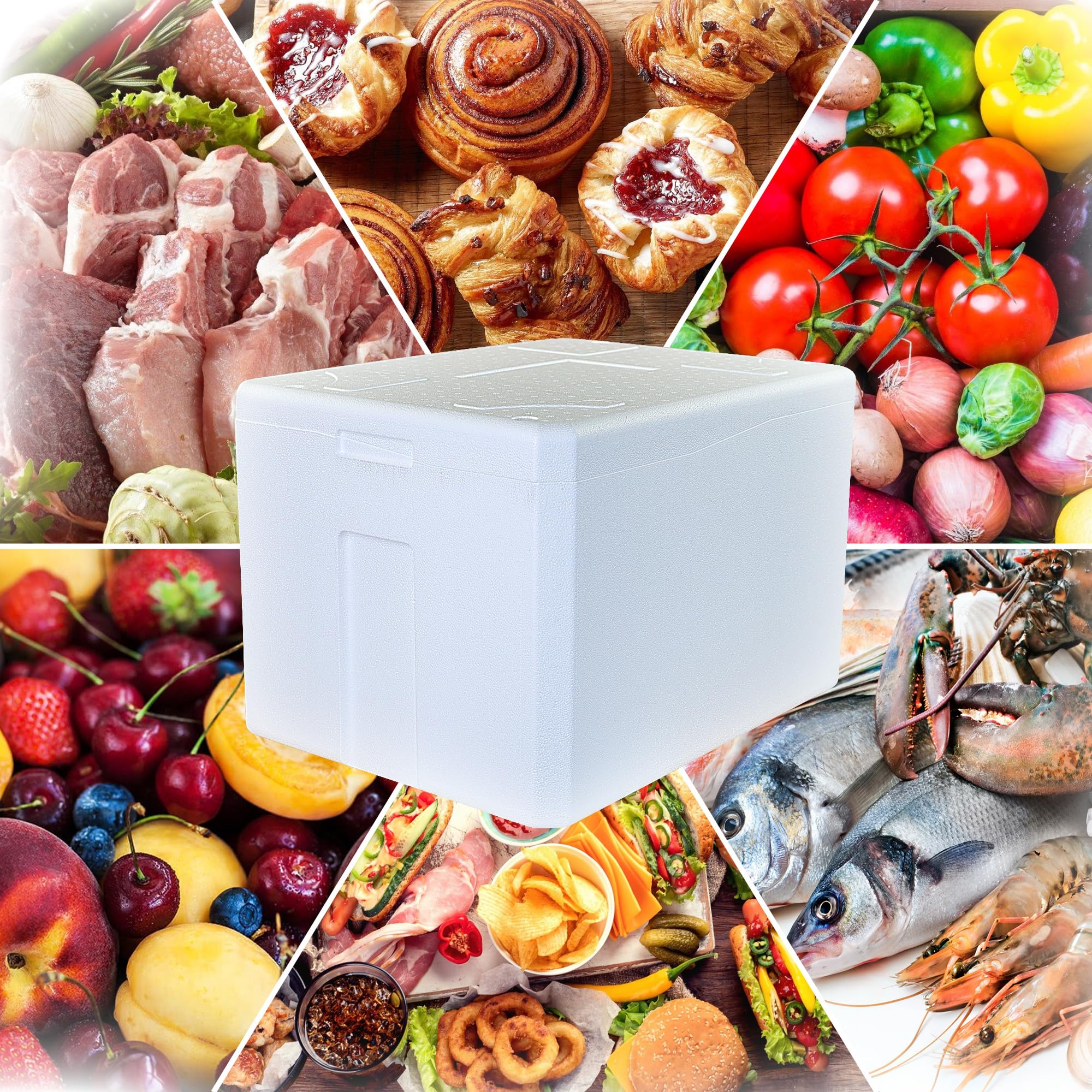 3 Thermoboxen Styropor XXL 64, 5Liter mit Deckel - Kühlbox Styropor - Wiederverwendbarer Isolierbehälter / Transportbox | Große Styropor Kühlbox
