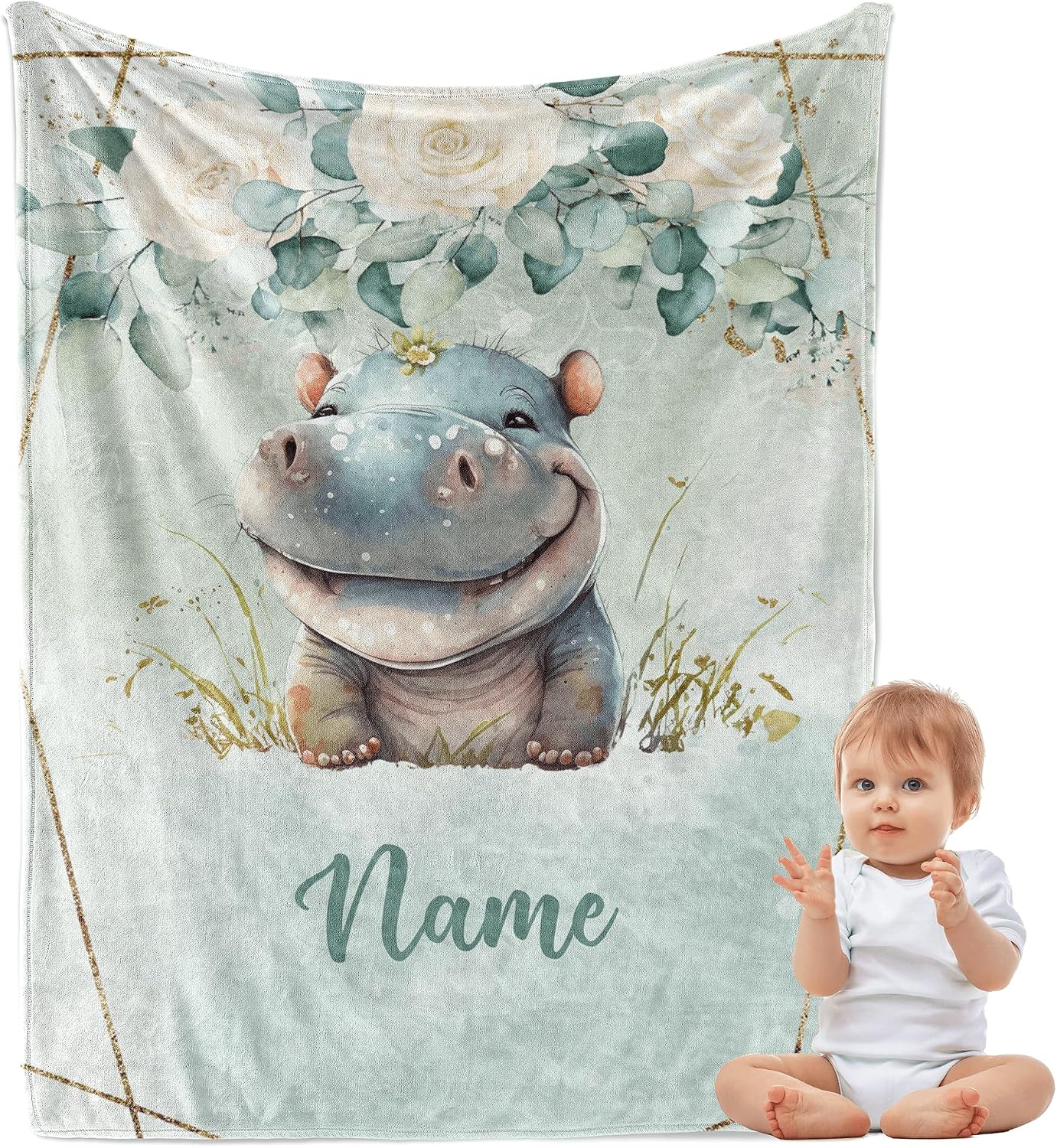 Personalized Baby Blanket With Name & Photo – Custom Flannel Receiving Blanket For Newborns, Toddlers, Shower Gift
