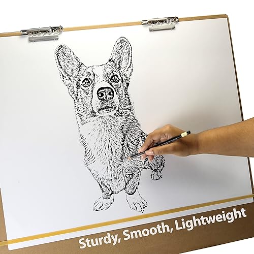 Miniatura 5 de Officemate Tablero de dibujo de artista de 23 x 26 pulgadas con mango para dibujo de arte, portapapeles de madera portátil para uso en clase,