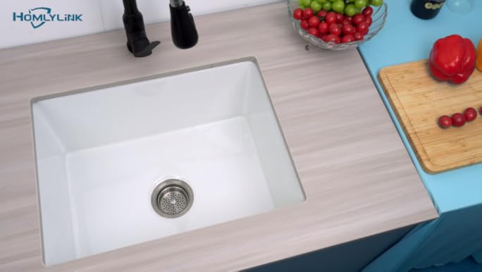 HOMLYLINK Undermount Kitchen Sink White 24 x 19 Inch,11