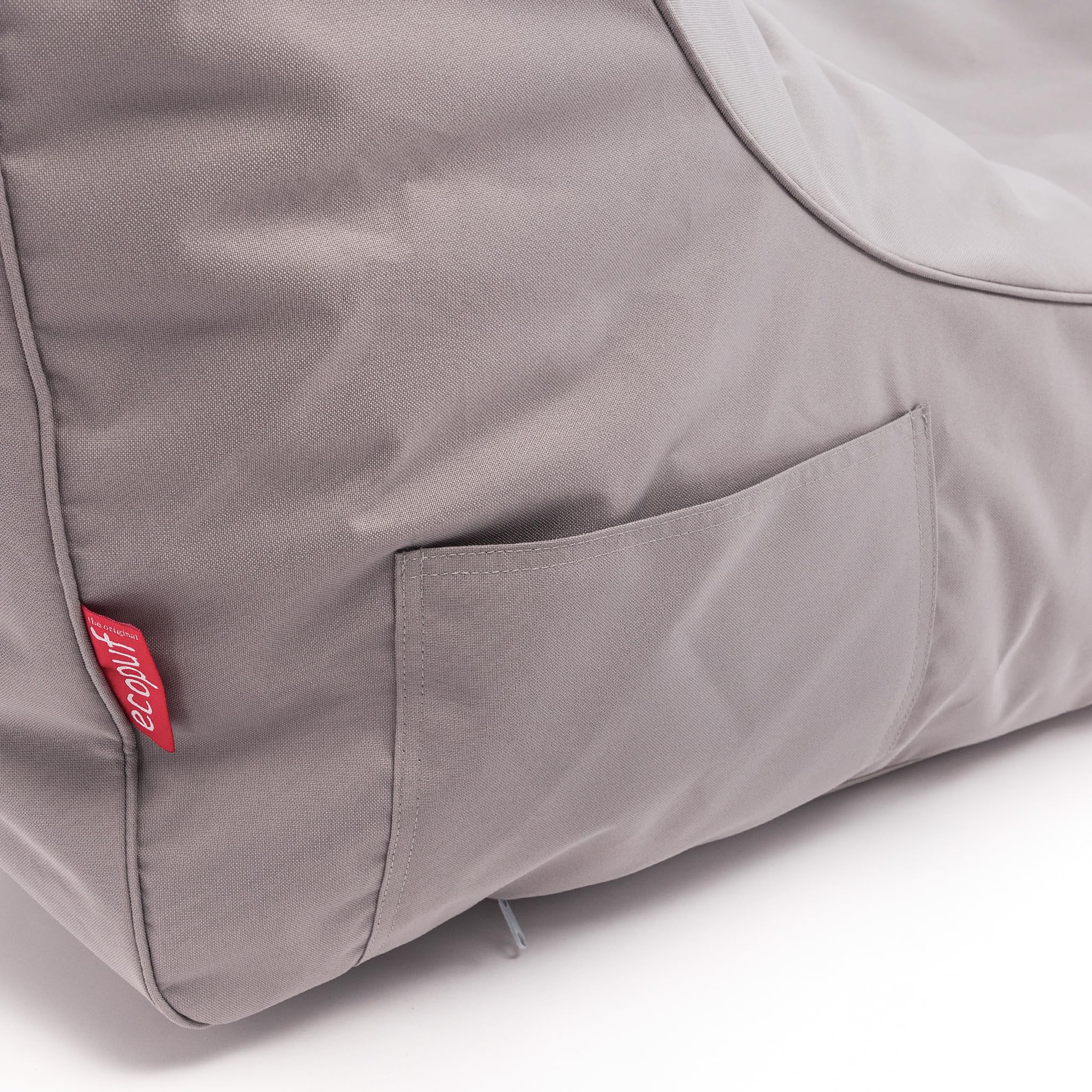 Ecopuf - Master Pouf Sillón Chaise Longue para Exterior - Saco de puf con Compartimento y asa - Saco de Tela Robusta - Sillón Relajante - Mobiliario doméstico - 115x65x60cm, Gris Claro M18