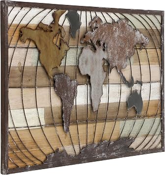Aspire Decor Marco World Map Wall Decor, Brown
