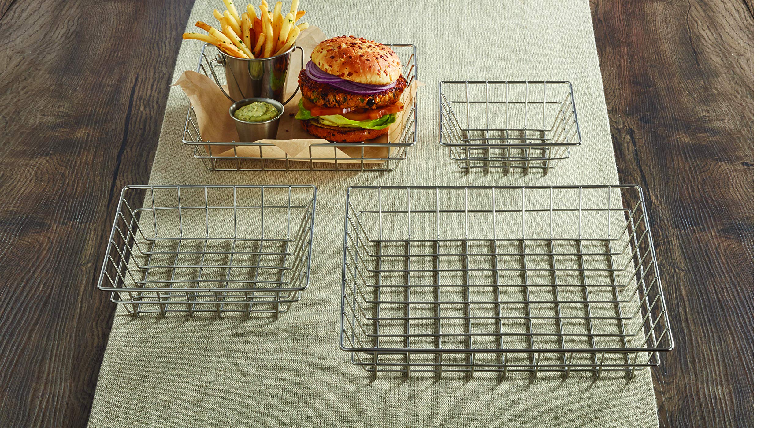 American Metalcraft SQGS6 Square Wire Grid Basket, Stainless Steel, 6-Inches