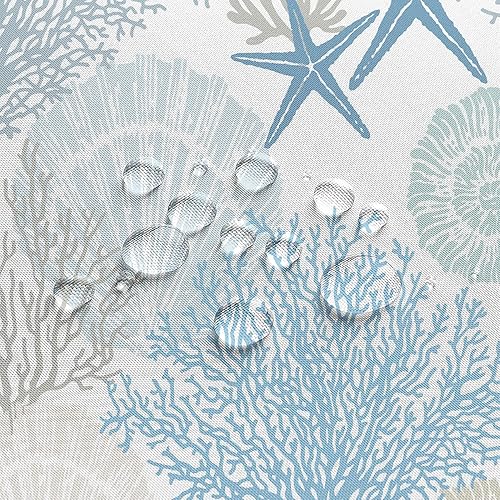 Miniatura 5 de GOAOK Blue Beach Shower Curtain, Boho Nautical Coastal Ocean Shower Curtains for Bathroom, Retro Marine Starfish Seashell Coral Fabric Sea Life