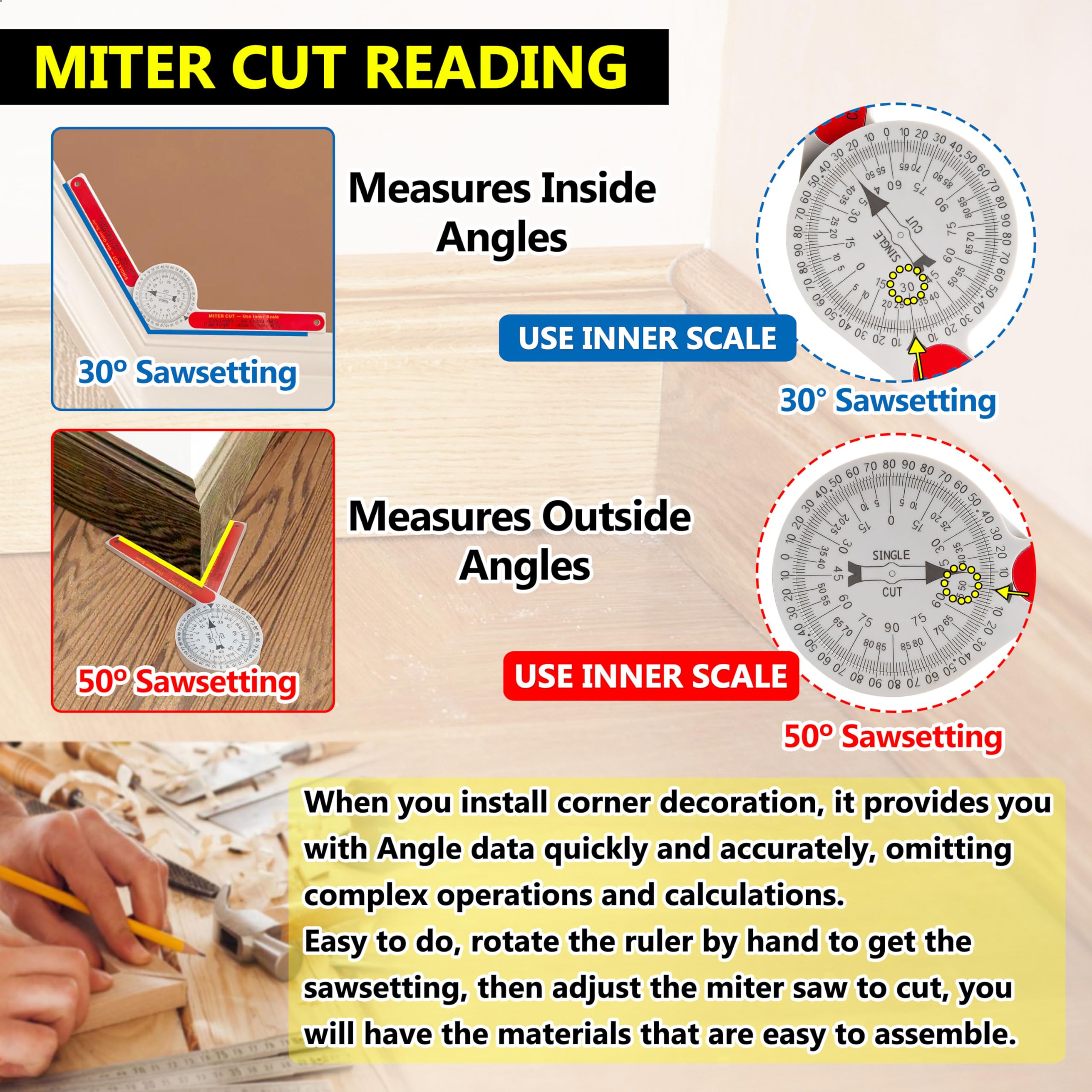 Miter Saw Protractor - Precise Angle Finder -4