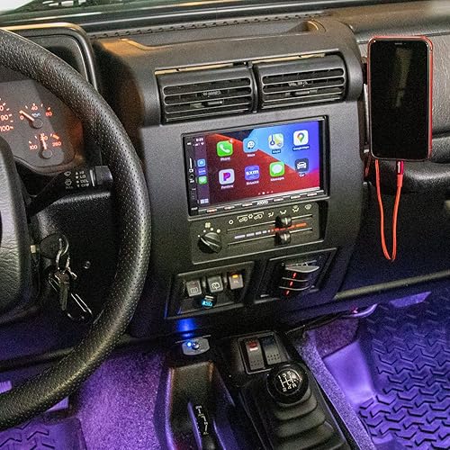 Miniatura 5 de HECASA Kit de tablero de doble DIN compatible con Jeep Wrangler TJ Radio estéreo 1997-2002 Kit de instalación de bisel de tablero