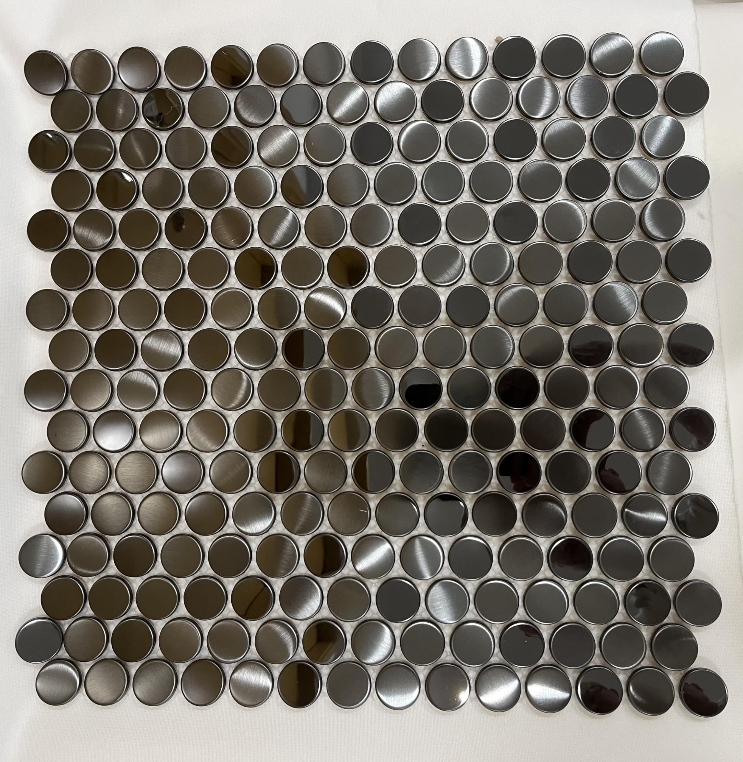 BlujellyfishPenny Round Tile Black Wall Backsplash Tiles 12'' x 12'' Mosaic Sheets (Box of 5 Sheets)