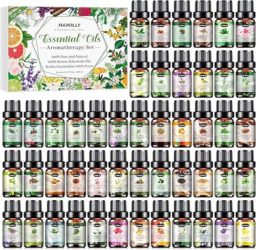 Juego de aceites esenciales, kit de aceites esenciales de aromaterapia para difusor, masaje, cuidado de la piel (48 x 0.2 fl oz), sándalo,