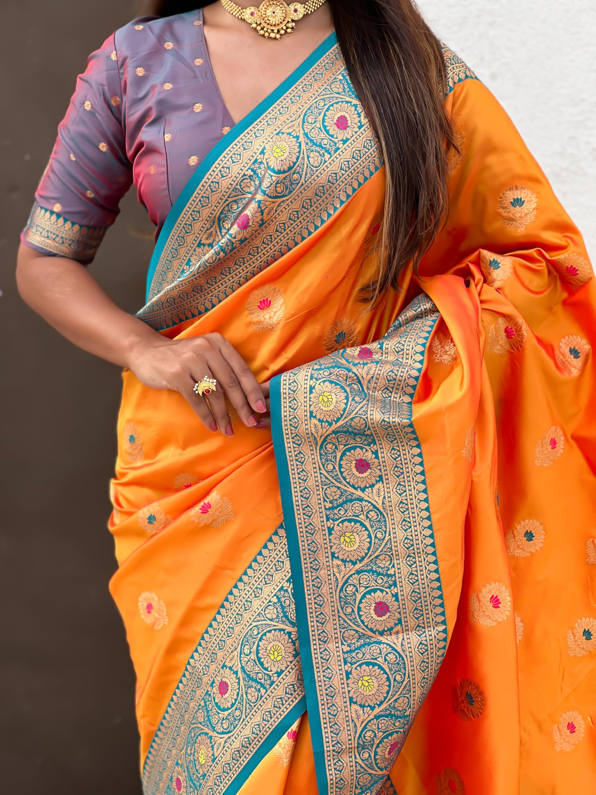 SGF11 Women's Kanjivaram Pure Soft Silk Saree With Unstitched Blouse Piece product image 5